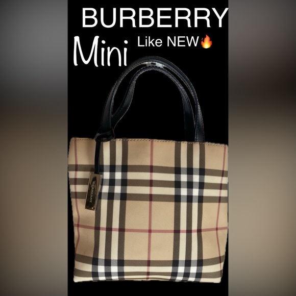 BURBERRY Mini NOVA CHECK PVC/Leather Tote🖤Italian Made🇮🇹7.25”x 8”🔥FABULOUS💋 - Picture 13 of 17